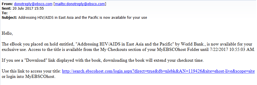 EBSCO email when e-book is available
