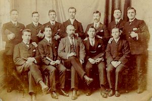 Group of unknown gentlemen, some seated, some standing