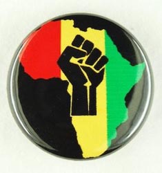 Rasta Africa Map Black Fist Jah Badge
