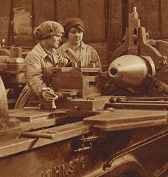 Women making artillery shells in World War I