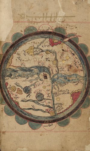 Map of the world in a manuscript copied in 1582