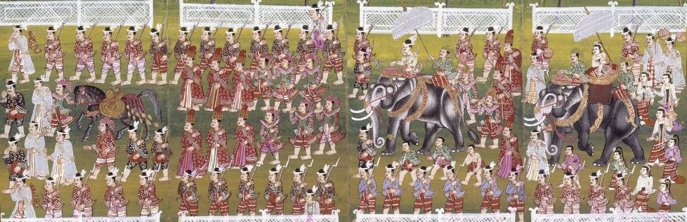 Painting of a Burmese court procession, Burmese MS 17.