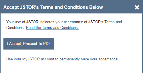 JSTOR Acept terms and conditions