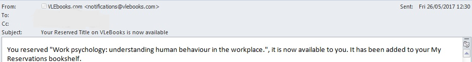 VLE reservation available email 