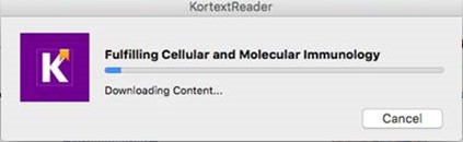 Kortext book download progress.