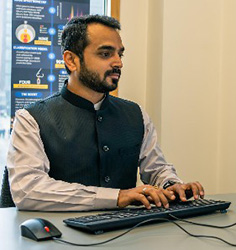 Staff using computer