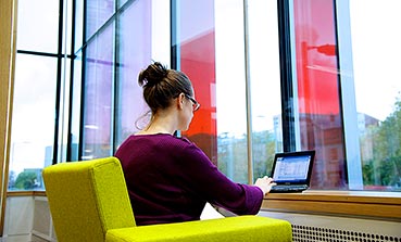 Student using a laptop