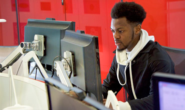 Student using a computer