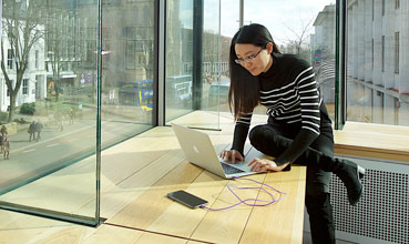 Student using laptop