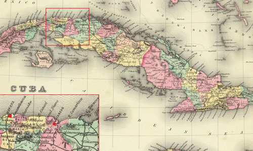 Old map of Cuba