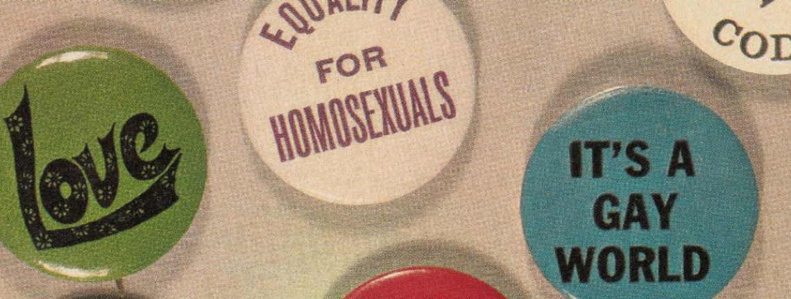 Pin badges depicting messages of support for gay rights