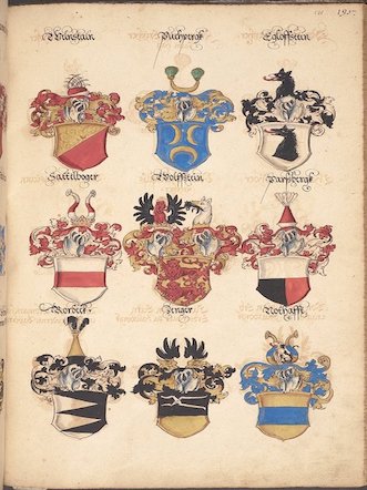 The arms of a number of noble German families