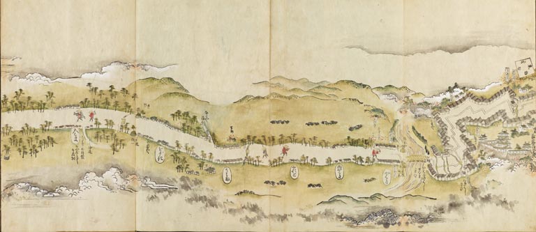 Detail from the printed pictorial map Tōkaidō bunken