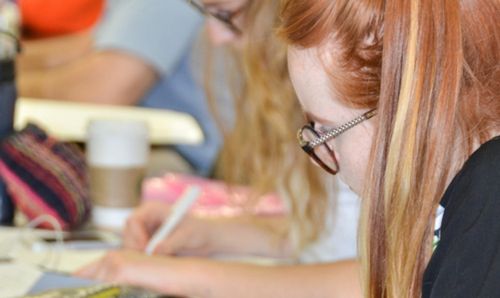 Students working in a classroom environment