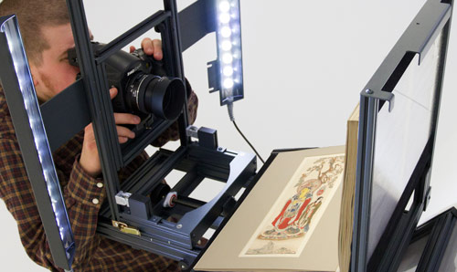 Digitisation team photographing book