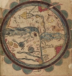 Map of the world in a manuscript copied in 1582