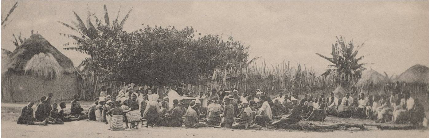 Photograph of a wedding in a village in Africa.