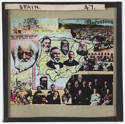 Lantern slide, Christian Brethren evangelists and assemblies in Spain