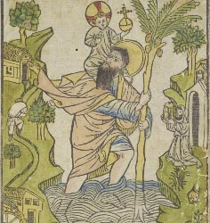 St Christopher woodcut, c1430-50