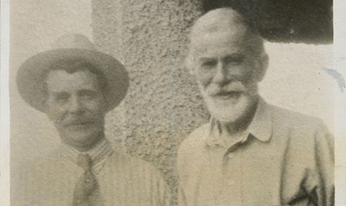 Cropped photograph of George Merrill and Edward Carpenter, early 1900s, English MS 1171/6/2/2.