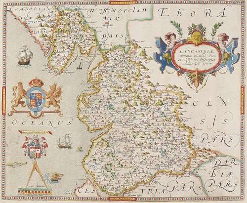 Map of Lancashire, Christopher Saxton, 1579