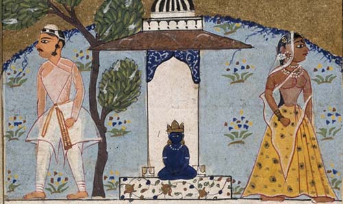 Painted miniatures illustrating the love story Laur Chanda, Hindustani MS 1, folio 146r. 
