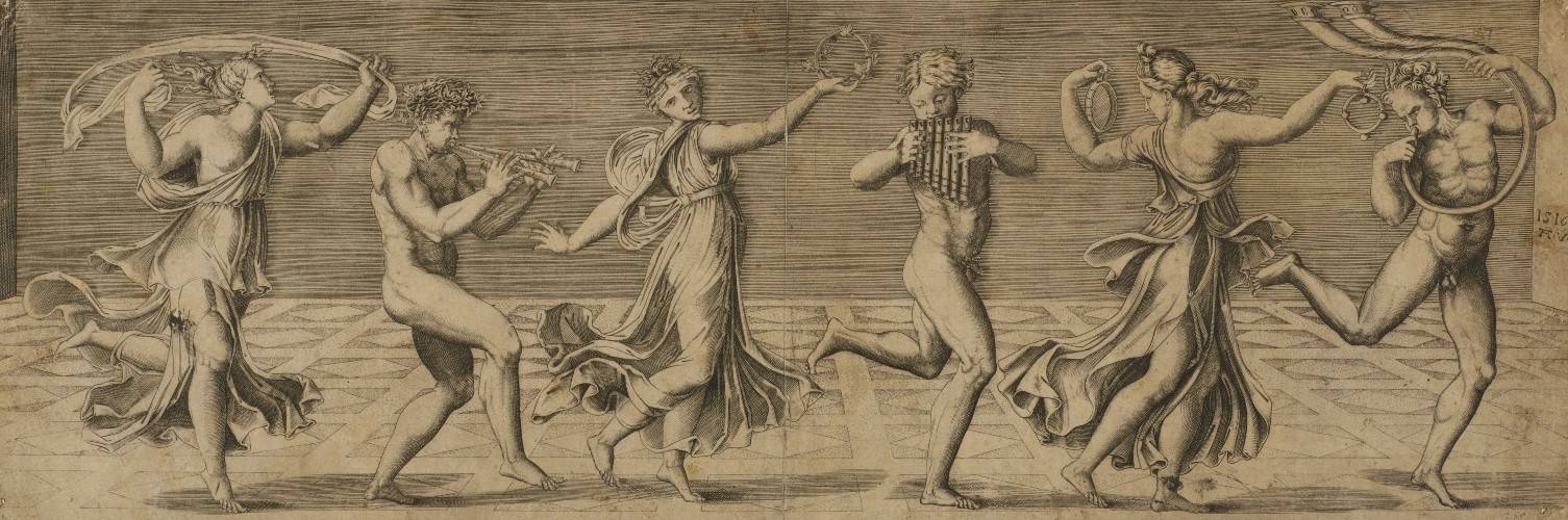 Dancing fauns and bacchants