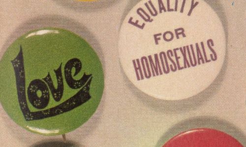 Pin badges from the British Pop Archive celebrating LGBTQ+ rights