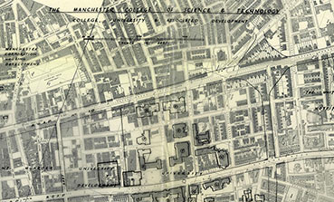 Old map of The University of Manchester campus.