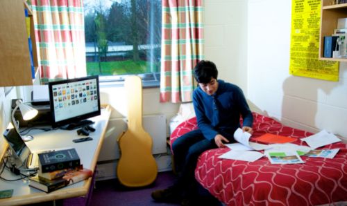 Student studying in their bedroom