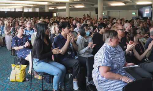 Staff members at a Library conference in 2022
